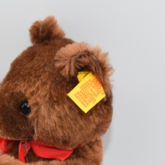Vintage 1980's Teddy Bear Steiff Chocolate Mohair Jointed 0206/26 Button Tag - Picture 11 of 11